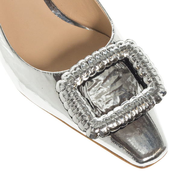 SLINGBACK ΓΟΒΕΣ 2602 SILVER ΔΕΡΜΑ