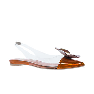 SLINGBACK ΓΟΒΕΣ 7676 GLOOM ORANGE ΔΕΡΜΑ