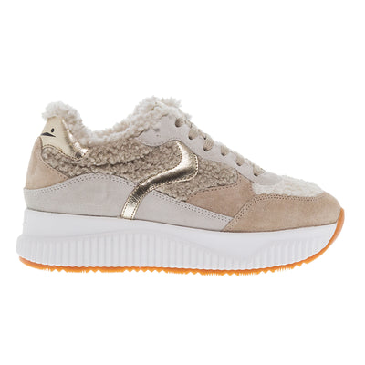 SNEAKERS JINNIE FUR 1E05 BEIGE SUEDE