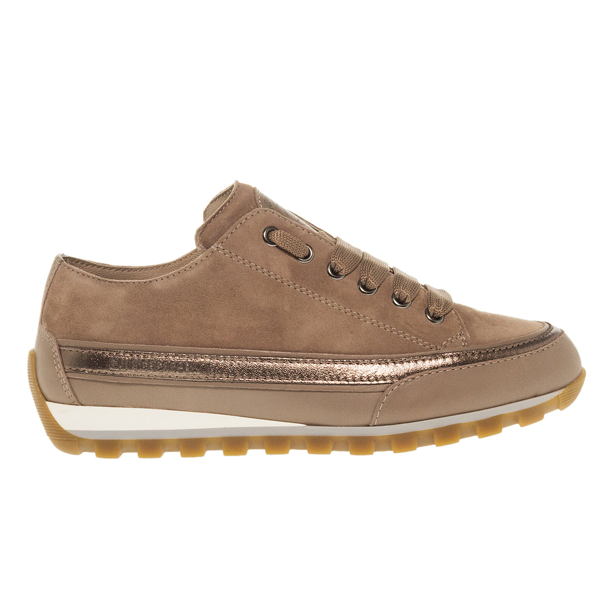 SNEAKERS JANIS STRIP CHIC TAUPE BRONZE ΔΕΡΜΑ